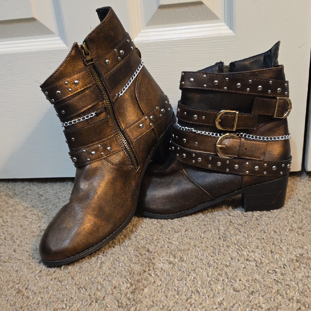 Studded Brown Ankle Boots